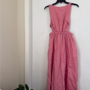 Petal & Pup Aubrey Cutout Midi Dress soft pink  Linen Sleeveless 6